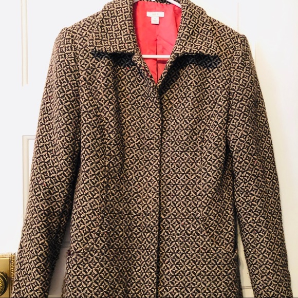 Apt. 9 Brown & Cream Tweed Coat Size 4 - Picture 3 of 8
